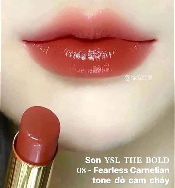 Son Yves Saint Laurent YSL The Bold 08 Fearless Carnelian Màu Đỏ Cam Cháy