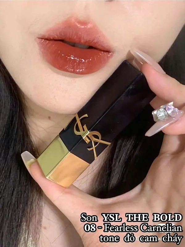 Son Yves Saint Laurent YSL The Bold 08 Fearless Carnelian Màu Đỏ Cam Cháy