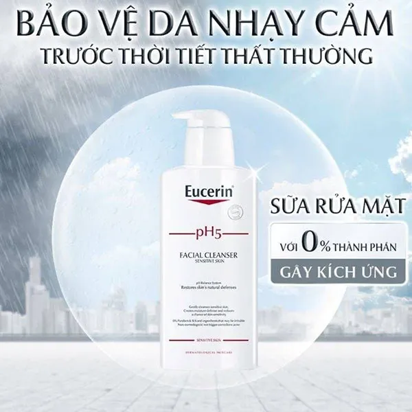 Sữa Rửa Mặt Không Gây Kích Ứng Cho Da Nhạy Cảm Eucerin Ph5 Facial Cleanser 400ml
