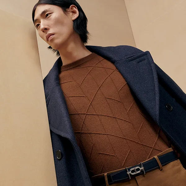 Thắt Lưng Hai Mặt Cho Nam Hermès Ancre Belt Buckle & Reversible Leather Strap 32mm H011667UK05 Màu Xanh Đen Size 95