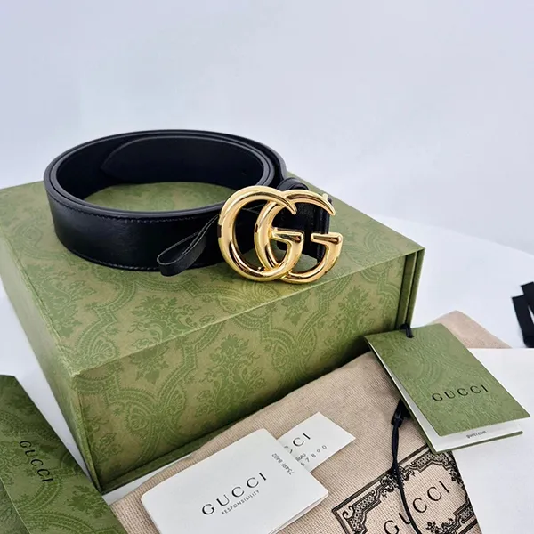 Thắt Lưng Nam Gucci GG Marmont Belt Black Màu Đen Size 80 (Bản 4cm)
