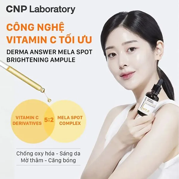 Tinh Chất Dưỡng Da Trắng Sáng CNP Derma Answer Mela Spot Brightening Ampule Vit C 50ml