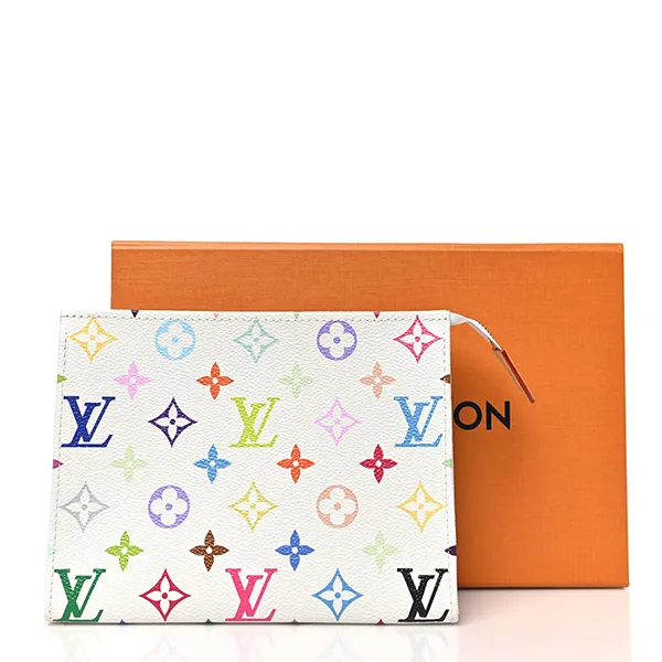 Túi Cầm Tay Louis Vuitton X TM Monogram Multicolor Toiletry Pouch 19 White Màu Trắng