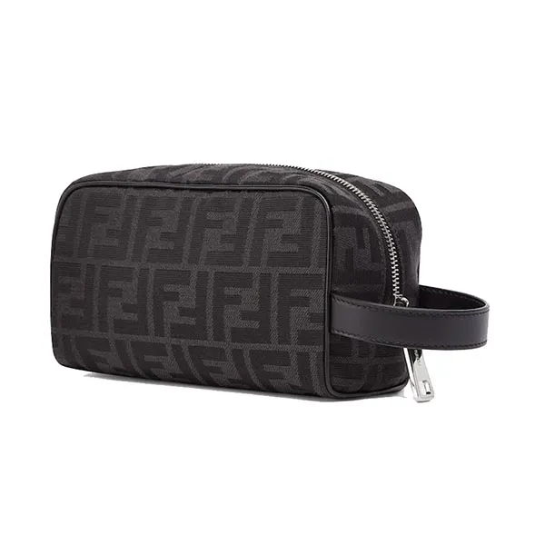Túi Cầm Tay Nam Fendi Small FF Jacquard Toiletry Case Màu Đen