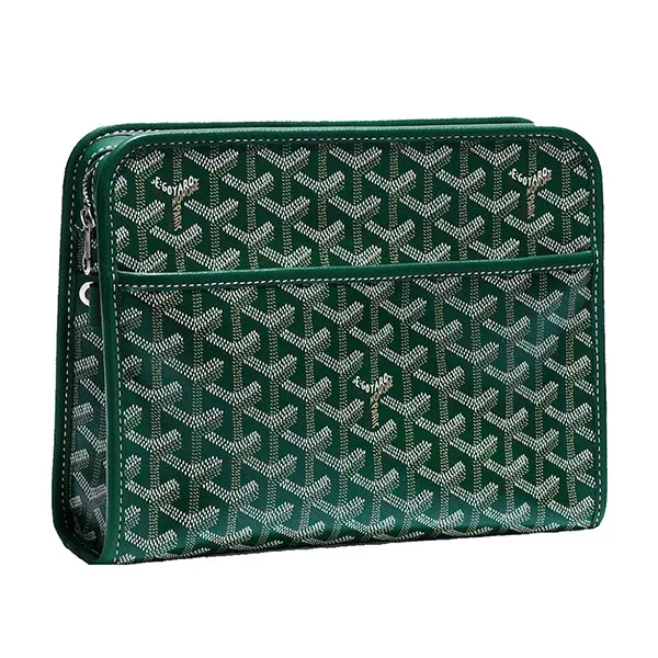 Túi Cầm Tay Nam Goyard Jouvence Toiletry Bag MM Green JOUVENMMLTY09CL09P Màu Xanh Lá