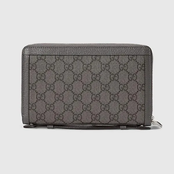 Túi Cầm Tay Nam Gucci Authentic GG Travel Case Màu Xám