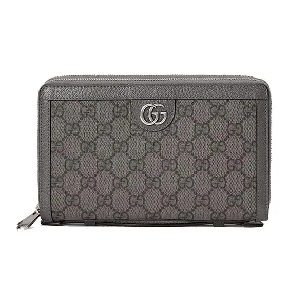 Túi Cầm Tay Nam Gucci Authentic GG Travel Case Màu Xám