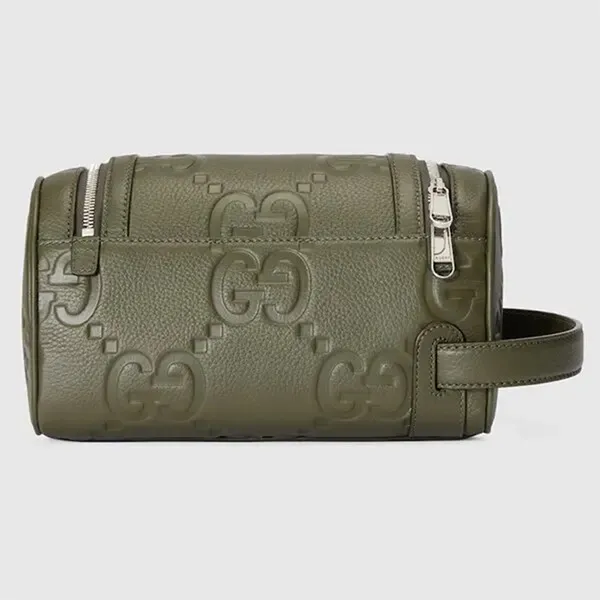 Túi Cầm Tay Nam Gucci Jumbo GG Small Toiletry Case Màu Xanh Green