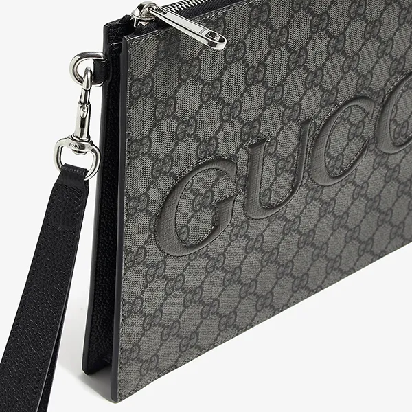 Túi Cầm Tay Nam Gucci Pouch With Strap In Grey GG Canvas ‎768374-FACSM-1249 Màu Xám