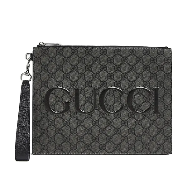 Túi Cầm Tay Nam Gucci Pouch With Strap In Grey GG Canvas ‎768374-FACSM-1249 Màu Xám