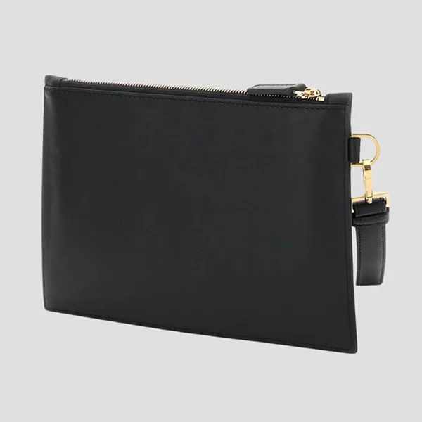 Túi Cầm Tay Nam Versace Clutch Medusa Biggie Leather 'Black' Gold Logo 1006240 1A03190 Màu Đen