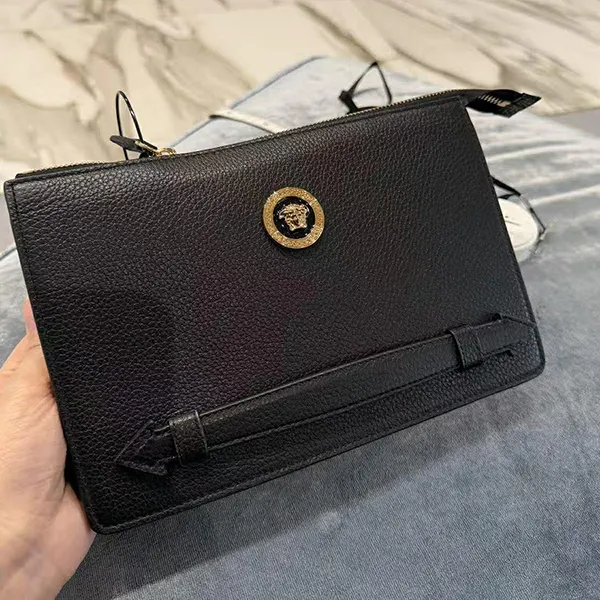 Túi Cầm Tay Nam Versace Medusa Clutch Bag Màu Đen