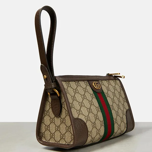 Túi Cầm Tay Nữ Gucci Ophidia GG Small Clutch Màu Nâu