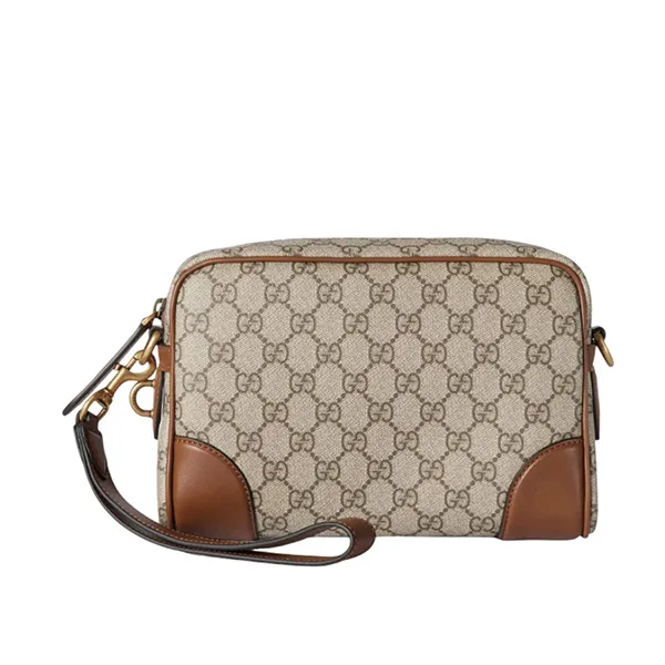 Túi Đeo Chéo Nam Gucci GG Emblem Small Crossbody Bag In Monogram Canvas Màu Beige