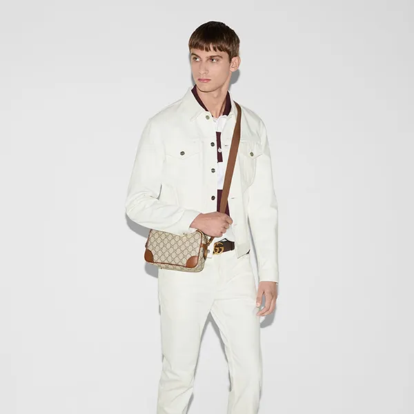 Túi Đeo Chéo Gucci GG Embossed Super Mini Bag 821216-FAED3-9786 Màu Beige