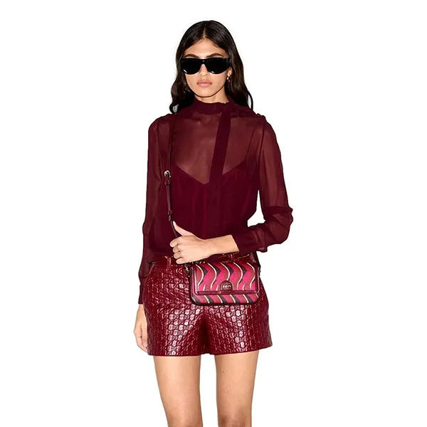 Túi Đeo Chéo Nữ Gucci GG Supreme Print Mini Crossbody Bag Coated Canvas Leather Màu Đỏ