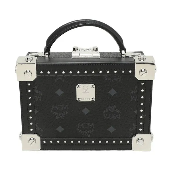 Túi Đeo Chéo Nữ MCM Black Coated Canvas and Leather Berlin Box Bag Màu Đen