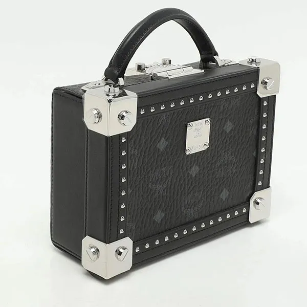 Túi Đeo Chéo Nữ MCM Black Coated Canvas and Leather Berlin Box Bag Màu Đen