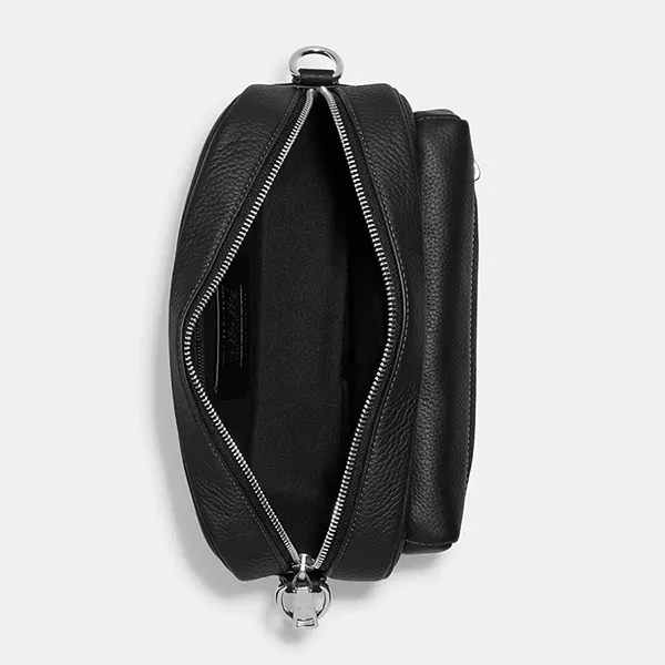 Túi Đeo Chéo Nam Coach Elias Crossbody CJ509 Silver/Black Màu Đen