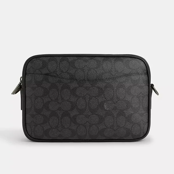 Túi Đeo Chéo Nam Coach Elias Crossbody In Signature Canvas CZ401 Gunmetal/Charcoal/Black Màu Đen/Xám