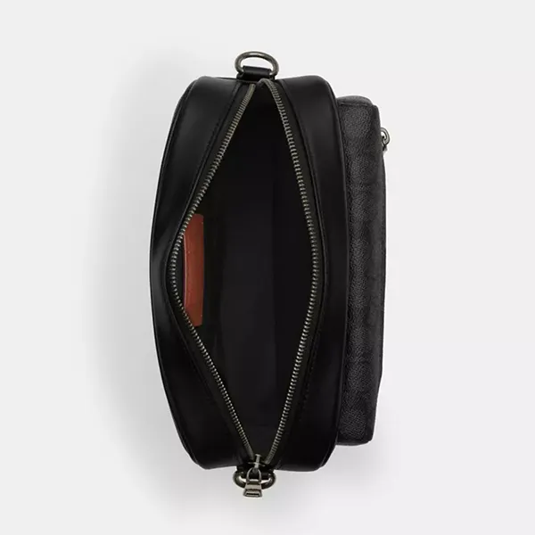 Túi Đeo Chéo Nam Coach Elias Crossbody In Signature Canvas CZ401 Gunmetal/Charcoal/Black Màu Đen/Xám