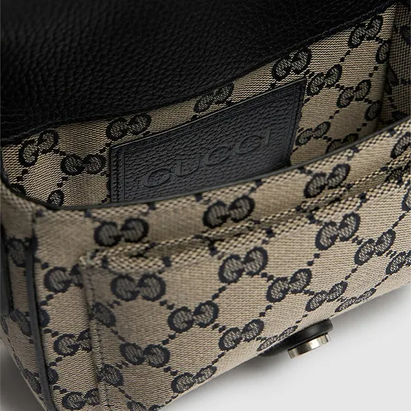 Túi Đeo Chéo Nam Gucci GG Super Mini Crossbody Bag Màu Nâu Đen