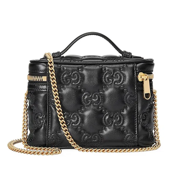 Túi Đeo Chéo Nữ Gucci GG Matelassé Top Handle Mini Bag 723770 UM8IG 1000 Màu Đen