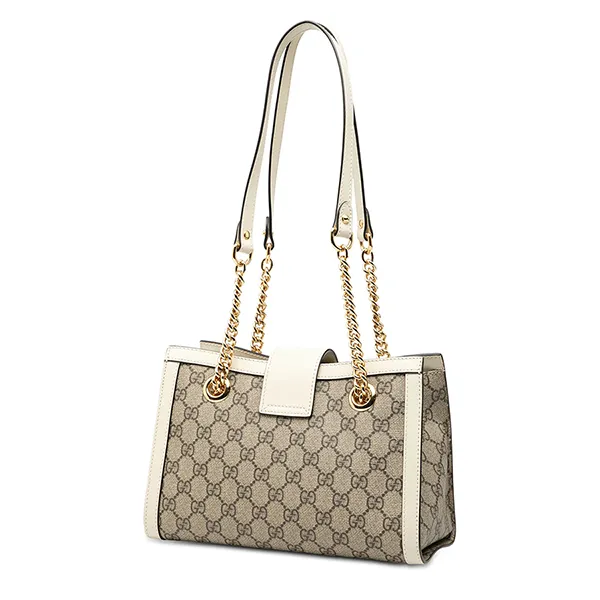 Túi Đeo Chéo Nữ Gucci Pre Owned Padlock Small Tote Bag With GG Supreme Pattern Màu Trắng Xám Size 25