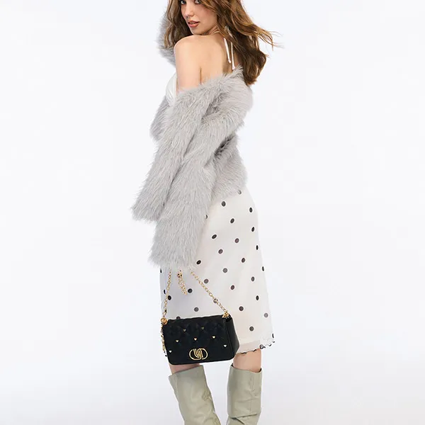 Túi Đeo Chéo Nữ Lyn Moon Cheryl Infinite Wallet On Chain - Black L26CWWA031 Màu Đen