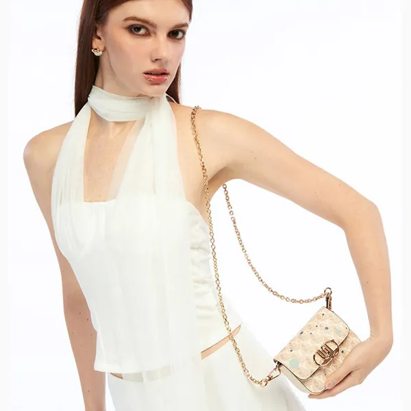 Túi Đeo Chéo Nữ Lyn Nova Infinite Mini Crossbody Bag Printed Beige L26CBWA057 Màu Be Họa Tiết