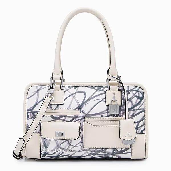 Túi Đeo Chéo Nữ Lyn Signature Tueslove S Tote Bag - Ivory L26CBWA198 Màu Kem Xám