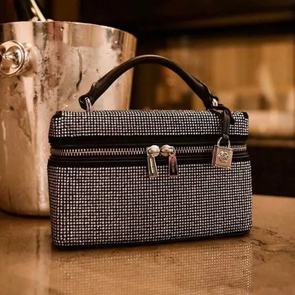 Túi Đeo Chéo Nữ Michael Kors MK Jana Extra-Small Embellished Suede Convertible Crossbody Bag 32F5SQ1C1U Màu Đen Trắng