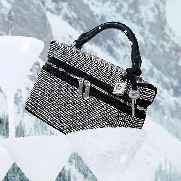 Túi Đeo Chéo Nữ Michael Kors MK Jana Extra-Small Embellished Suede Convertible Crossbody Bag 32F5SQ1C1U Màu Đen Trắng