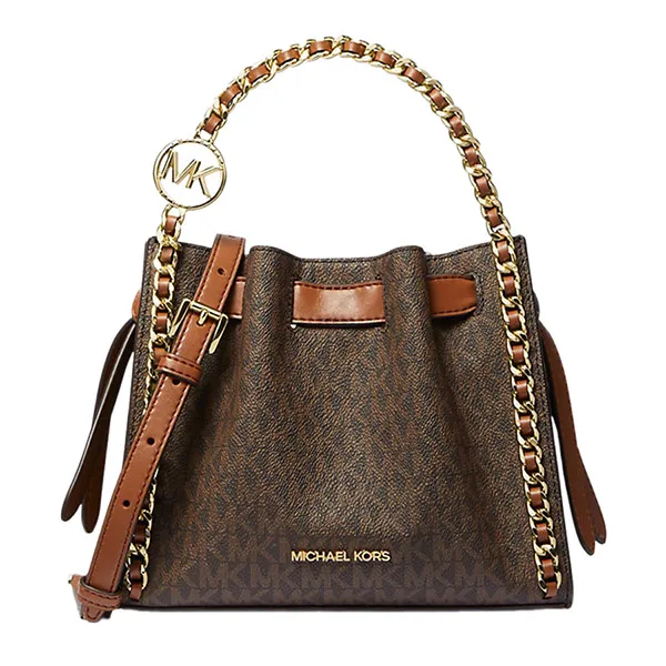 Túi Đeo Chéo Nữ Michael Kors MK Mina Small Signature Logo Chain Crossbody Bag 35H3G4MC1B Màu Nâu