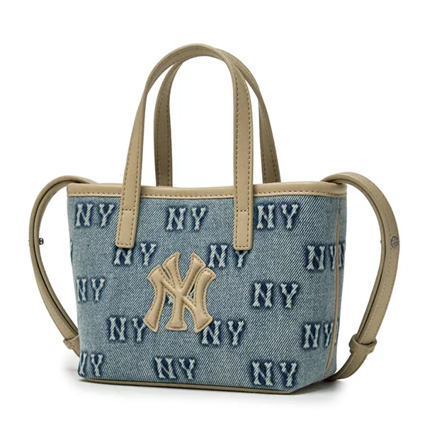 Túi Đeo Chéo Nữ MLB Classic Monogram Denim Embo Mini Cross Bag NY Yankees 3ACRDM16N-50BLL Màu Xanh Nhạt