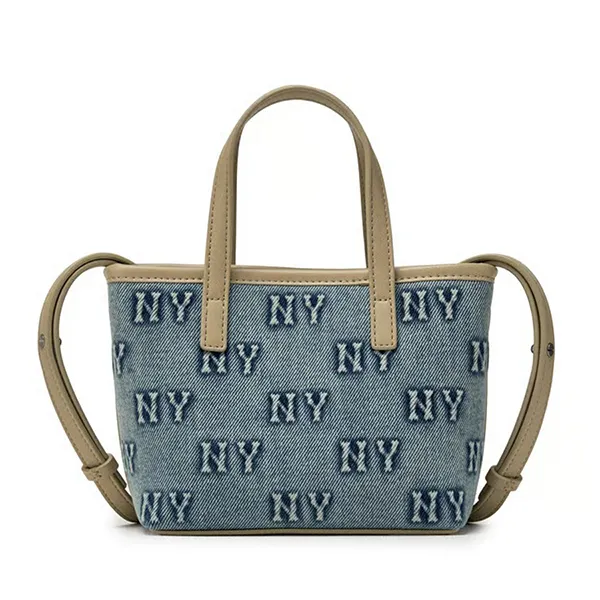 Túi Đeo Chéo Nữ MLB Classic Monogram Denim Embo Mini Cross Bag NY Yankees 3ACRDM16N-50BLL Màu Xanh Nhạt