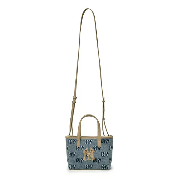 Túi Đeo Chéo Nữ MLB Classic Monogram Denim Embo Mini Cross Bag NY Yankees 3ACRDM16N-50BLL Màu Xanh Nhạt