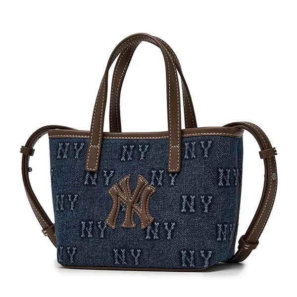 Túi Đeo Chéo Nữ MLB Classic Monogram Denim Embo Mini Cross Bag NY Yankees 3ACRDM16N-50INS Màu Xanh Đậm