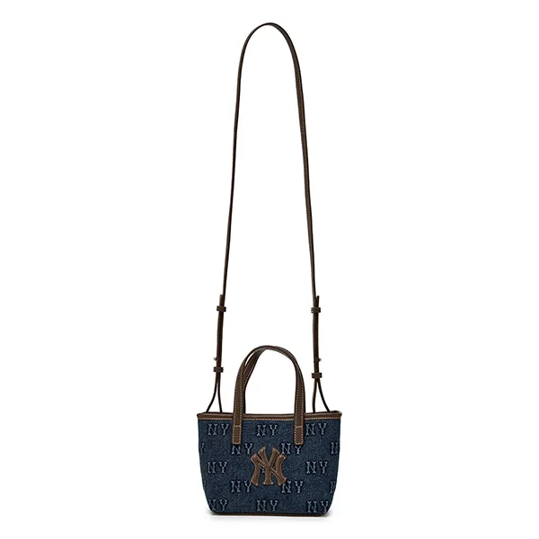 Túi Đeo Chéo Nữ MLB Classic Monogram Denim Embo Mini Cross Bag NY Yankees 3ACRDM16N-50INS Màu Xanh Đậm
