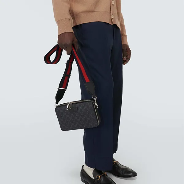 Túi Đeo Vai Nam Gucci GG Supreme Mini Shoulder Bag Màu Đen