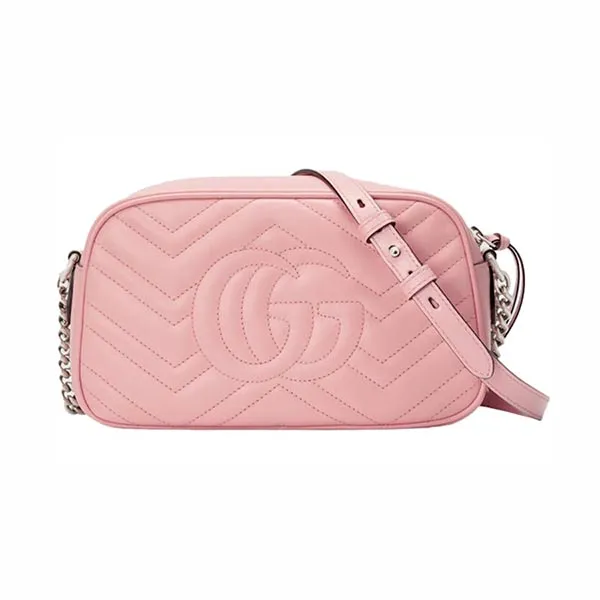 Túi Đeo Vai Nữ Gucci Marmont Zip Around Shoulder Bag GG Small Pastel Pink 447632 DTD1Y 5815 Màu Hồng