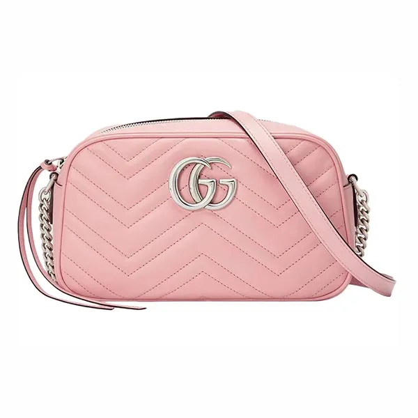 Túi Đeo Vai Nữ Gucci Marmont Zip Around Shoulder Bag GG Small Pastel Pink 447632 DTD1Y 5815 Màu Hồng