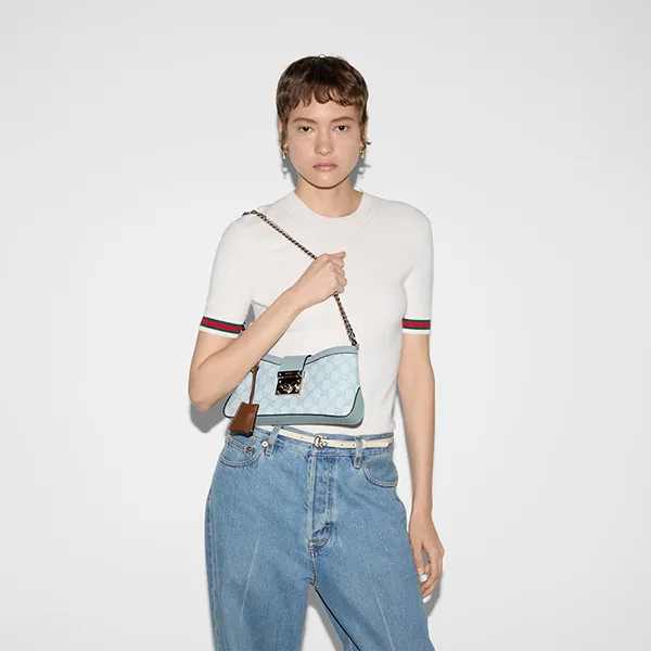 Túi Đeo Vai Nữ Gucci Padlock Shoulder Bag 811705-FAD3R-8744 Màu Xanh Nhạt