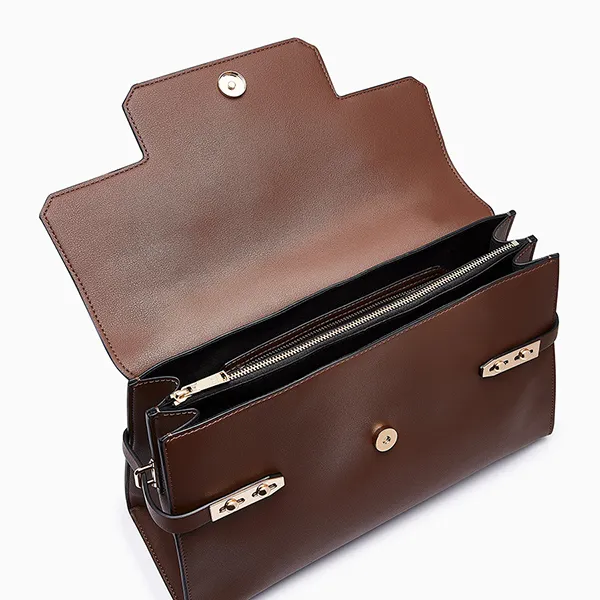 Túi Đeo Vai Nữ Lyn Fineness Revision Top M Handbag - Dark Brown L26SBWA062 Màu Nâu