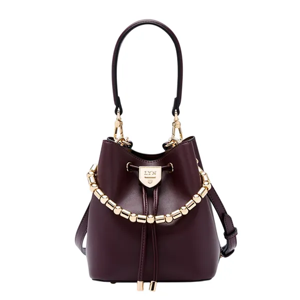 Túi Đeo Vai Nữ Lyn Re-Edit Gastby Carina S Bucket Bag L26CBWA047 Dark Red Màu Đỏ Tía