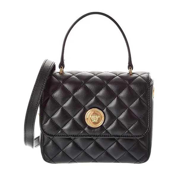 Túi Đeo Vai Nữ Versace Women's Medusa Quilted Leather Shoulder Bag Black Màu Đen