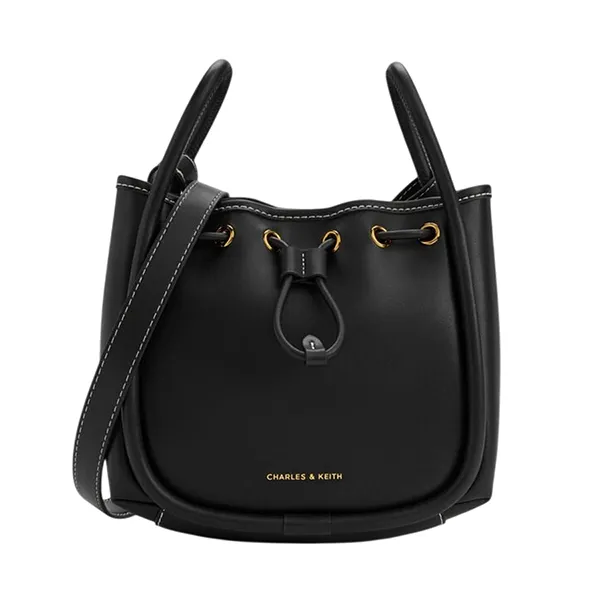 Túi Rút Dây Nữ Charles & Keith CNK Lyla Pale Black CK2-10782852_BLACK Màu Đen