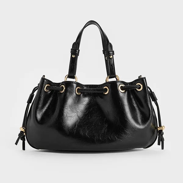 Túi Rút Dây Nữ Charles & Keith CNK Mini Moxie Drawstring Bag Black CK2-10671896_BLACK Màu Đen