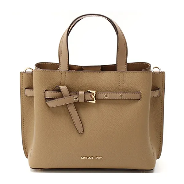 Túi Xách Nữ Michael Kors MK Emilia Pebble Leather Small Satchel 30F5GU5S1U Husk Màu Nâu Vàng