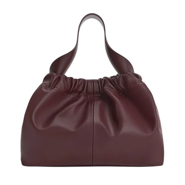 Túi Xách Tay Nữ Charles & Keith CNK Ally Ruched Trapezoid Handbag Wineberry Red CK2-10151320_WB.RED Màu Đỏ Rượu